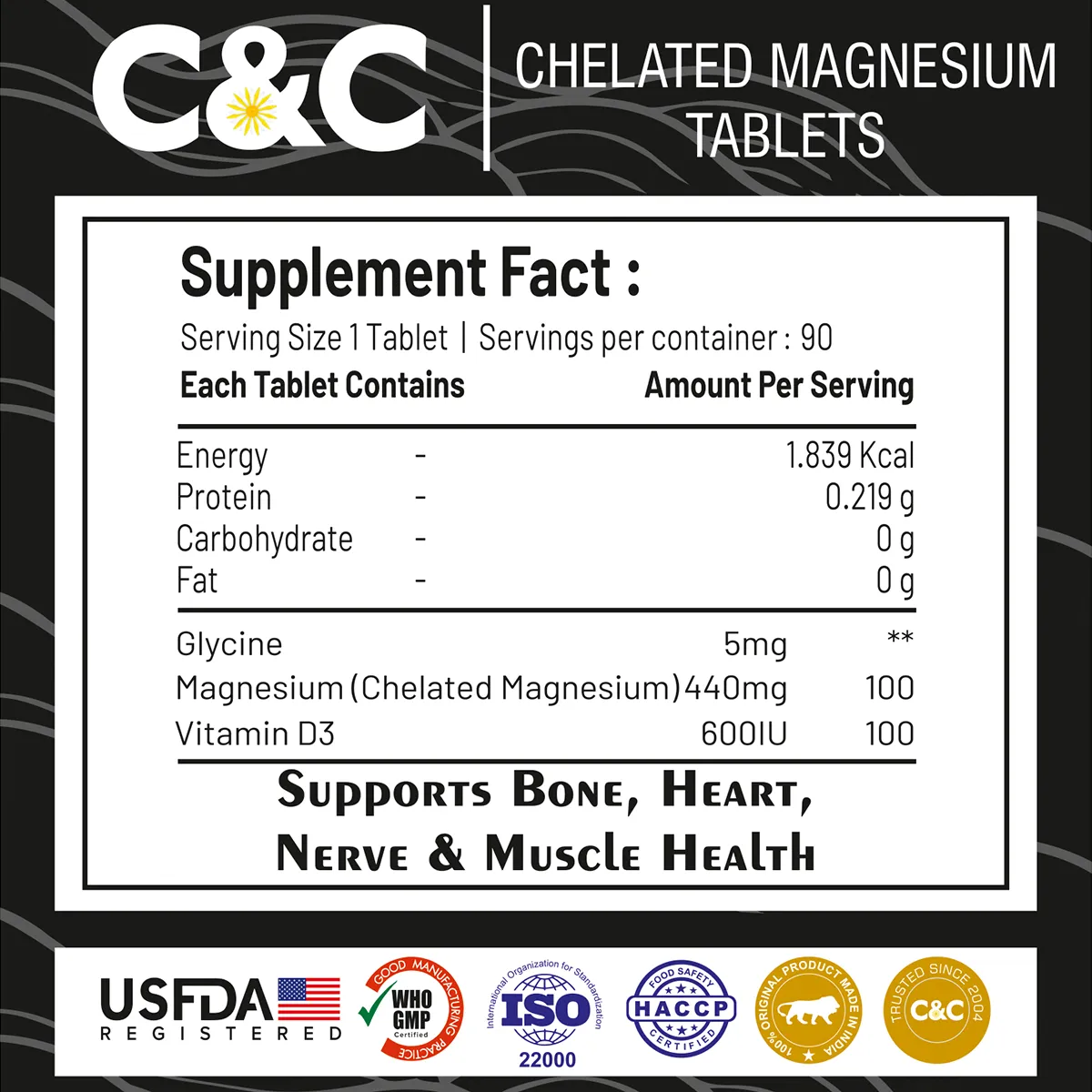 Chelated Magnesium with Glycine & Vitamin D3 โ 90 Tablets - Image 5